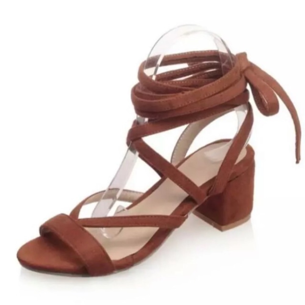 Suede lace up sandals